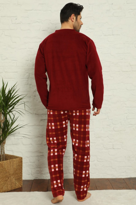 Pijama barbat, material soft polar moale si calduros, buzunare laterale, visiniu [2]