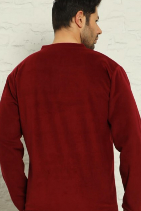 Pijama barbat soft polar moale si calduros, maneci si pantaloni lungi cu buzunare, multicolor [3]