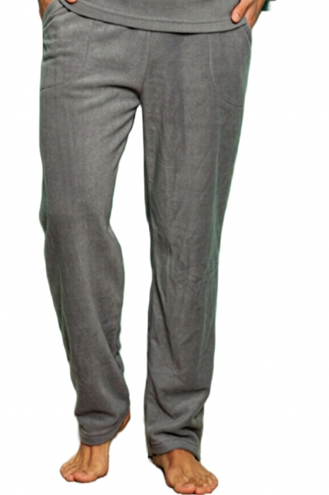 Pijama barbat soft polar moale si calduros, maneci si pantaloni lungi cu buzunare, gri [4]