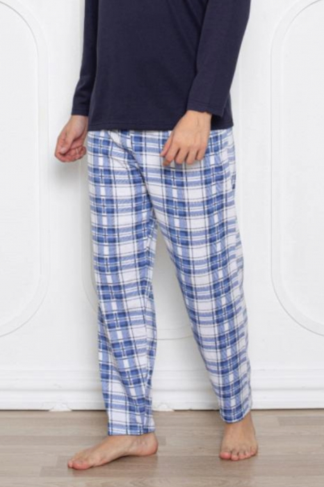 Pijama barbati bumbac vatuit, maneci si pantaloni lungi, S legend, bleumarin embody.ro [2]