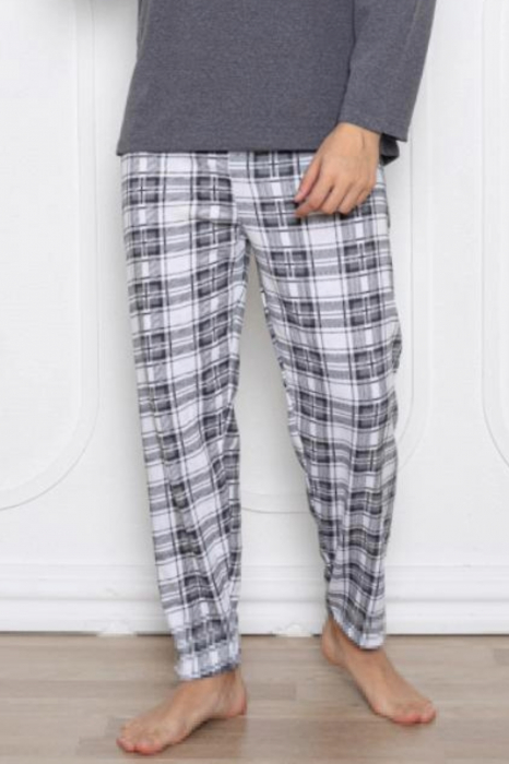 Pijama barbati bumbac vatuit, maneci si pantaloni lungi, S legend, gri embody.ro [2]