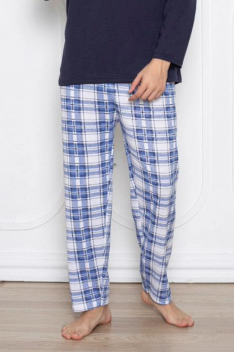 Pijama barbati bumbac vatuit, maneci si pantaloni lungi, the leader, bleumarin, embody.ro [2]