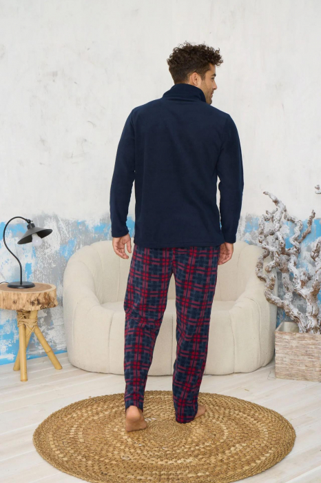 Pijama barbati cocolino, material pufos si calduros, Next World, bleumarin 9602, embody.ro [2]