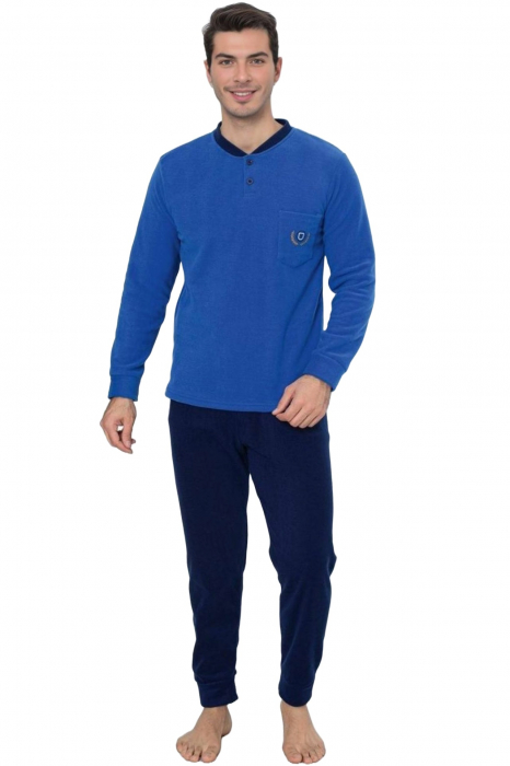 Pijama barbati cocolino, material soft polar moale si calduros, albastru, embody.ro [3]
