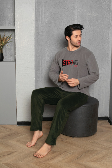 Pijama barbati cocolino polar, material fin, delicat si moale, gri 479 [3]