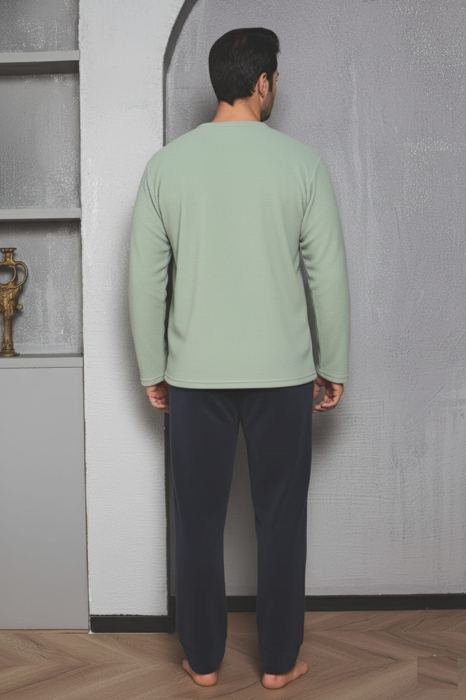 Pijama barbati cocolino polar, material fin, delicat si moale,verde/negru 803 [2]