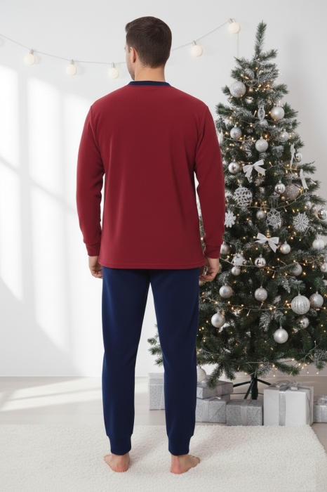 Pijama barbati cocolino polar, material fin, delicat si moale, visiniu 84 Craciun [3]