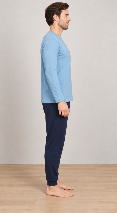 Pijama barbati din bumbac premium, bluza cu maneca lunga si pantaloni lungi 1050 [6]