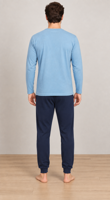 Pijama barbati din bumbac premium, bluza cu maneca lunga si pantaloni lungi 1050 [7]