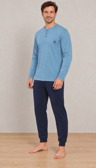 Pijama barbati din bumbac premium, bluza cu maneca lunga si pantaloni lungi 1059 [4]