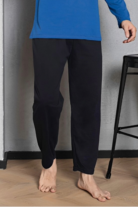 Pijama bumbac barbat, cu maneci si pantaloni lungi, imprimeu nautical, albastru, embody.ro [2]