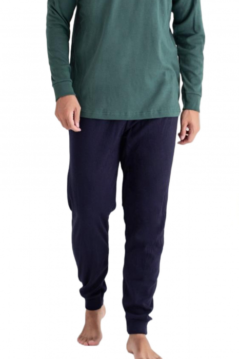 Pijama bumbac barbat, cu maneci si pantaloni lungi, imprimeu 1967, verde [3]