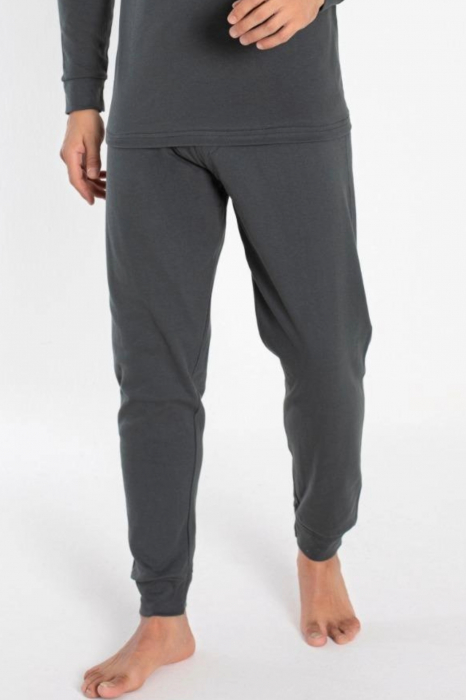 Pijama bumbac barbat, cu maneci si pantaloni lungi, imprimeu manhattan, gri inchis, embody.ro [3]