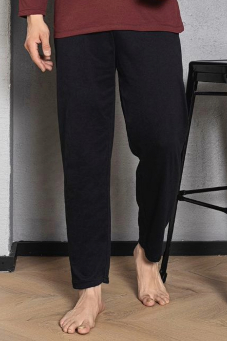 Pijama bumbac barbat, maneci pantaloni lungi, imprimeu style, visiniu, embody.ro [3]