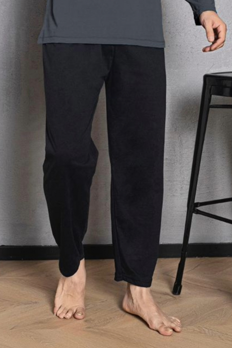 Pijama bumbac barbat, maneci pantaloni lungi, imprimeu style, negru, embody.ro [2]