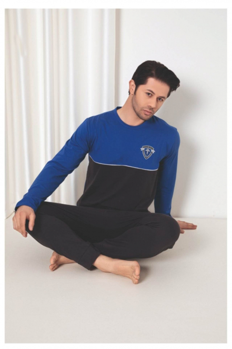 Pijama bumbac barbat, maneci si pantaloni lungi, imprimeu modern embody [2]