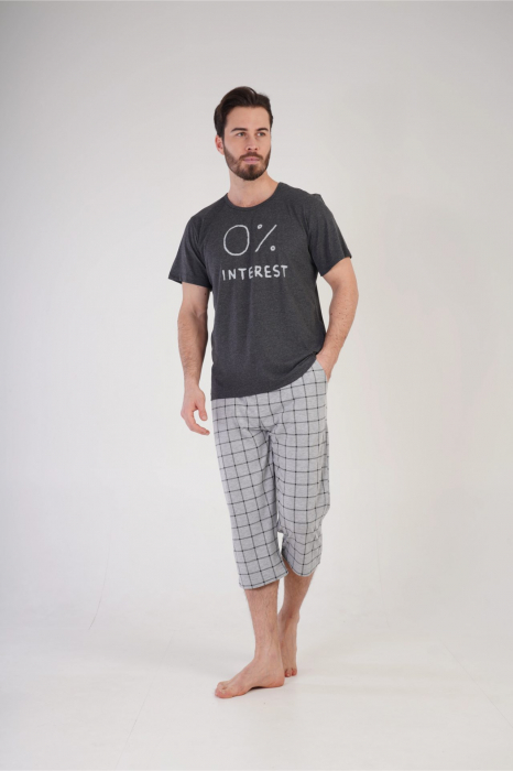 Pijama bumbac barbat marime mare cu maneci si pantaloni scurti, albastru, embody.ro [4]