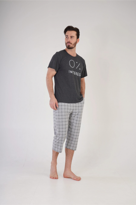 Pijama bumbac barbat marime mare cu maneci si pantaloni scurti, albastru, embody.ro [5]