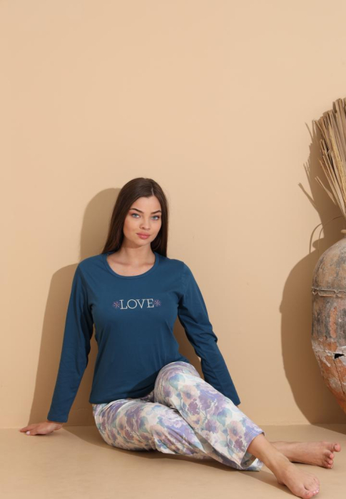 Pijama bumbac de Dama Confortabila, Set cu Bluza si Pantaloni lungi 1012 [3]