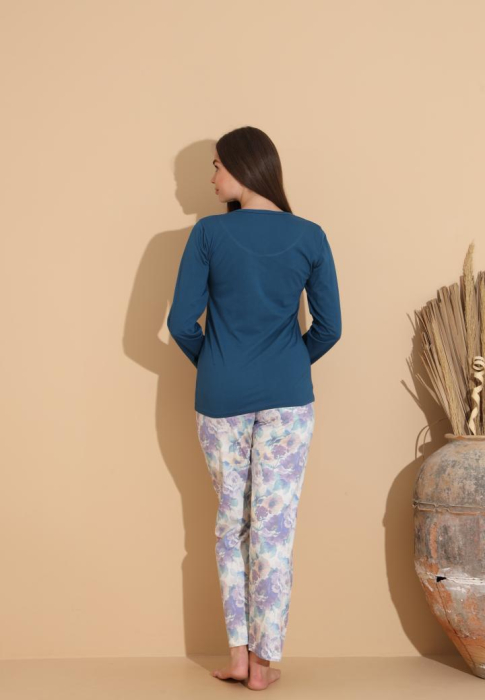 Pijama bumbac de Dama Confortabila, Set cu Bluza si Pantaloni lungi 1012 [2]