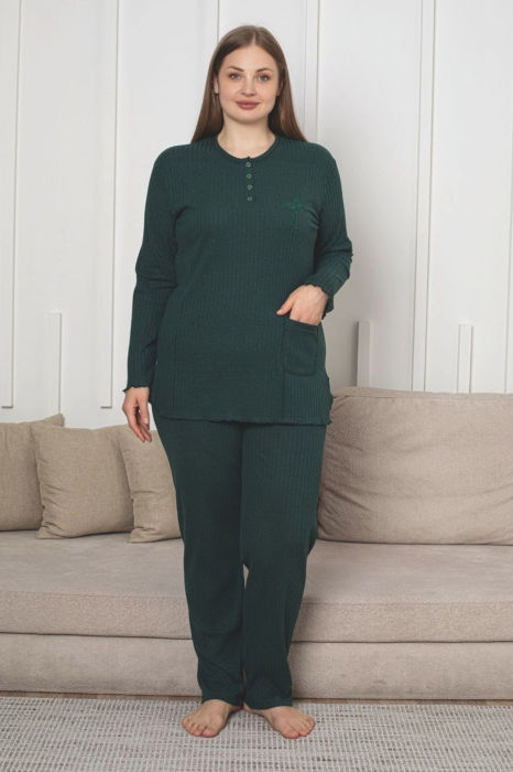 Pijama bumbac de Dama , Set cu Bluza si Pantaloni lungi, marime mare 700 verde [1]