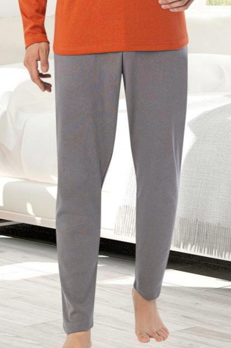 Pijama bumbac interlock barbat, maneci pantaloni lungi, imprimeu uni, portocaliu, embody.ro [3]