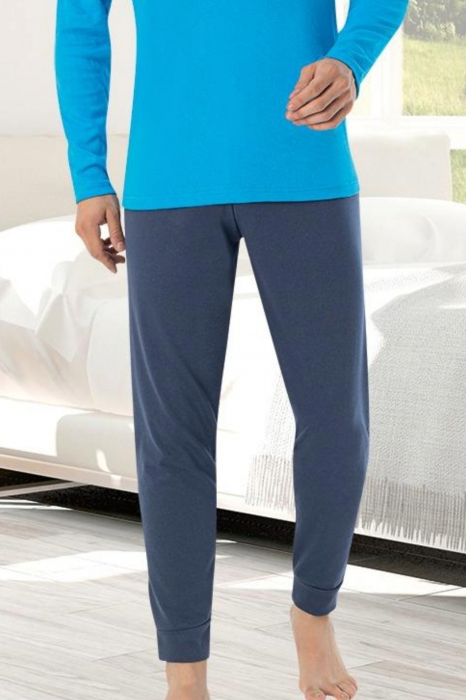 Pijama bumbac interlock barbat, maneci pantaloni lungi, albastru, embody.ro [3]