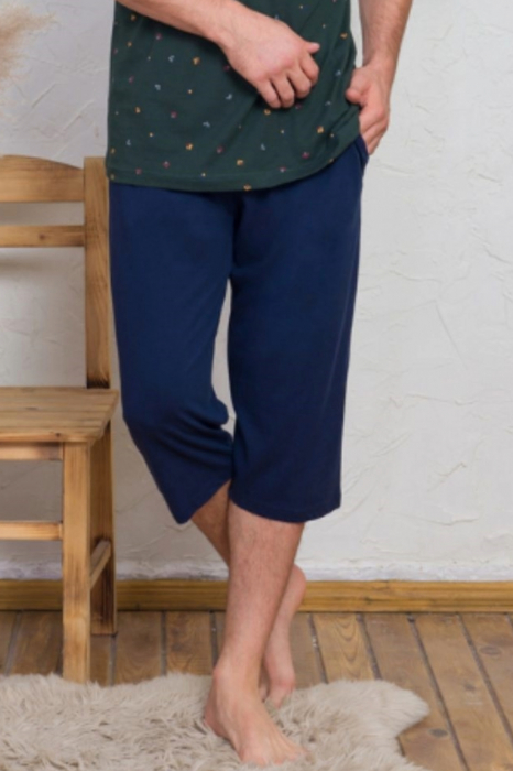 Pijama bumbac barbat marime mare cu maneci si pantaloni scurti, albastru, embody.ro [2]