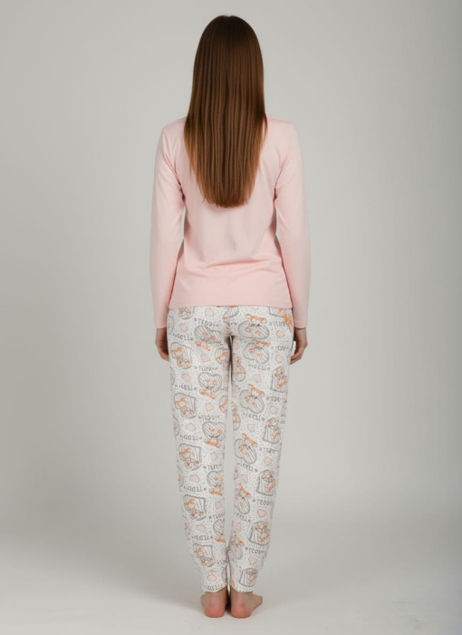 Pijama bumbac de Dama, Set cu Bluza si Pantaloni lungi corai 15715 [2]