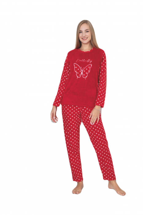 Pijama cocolino dama, imprimeu Butterfly, rosu 307 [3]