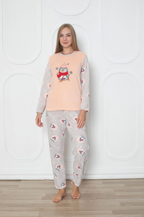 Pijama cocolino dama, imprimeu Craciun pinguin fericit, corai 304 [2]