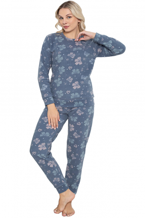 Pijama cocolino dama, imprimeu Craciun fundite, albastru, embody.ro [3]