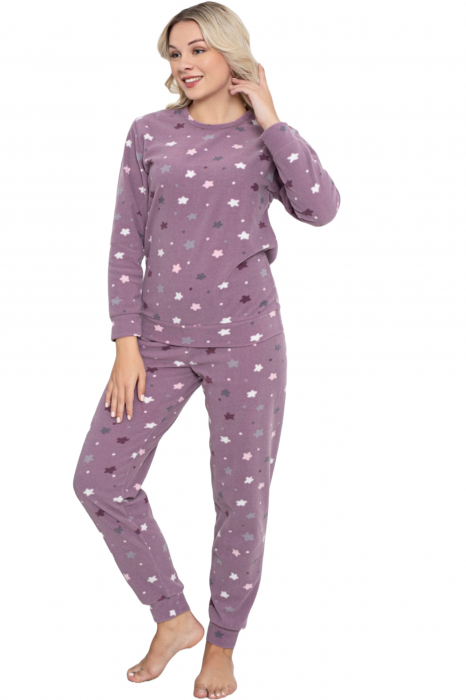 Pijama cocolino dama, imprimeu stelute, mov, embody.ro [3]
