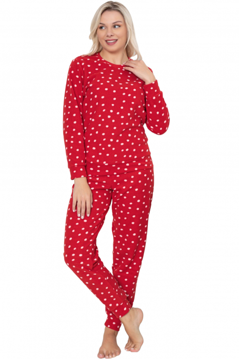 Pijama cocolino dama, imprimeu Craciun buline, rosu, embody.ro [3]