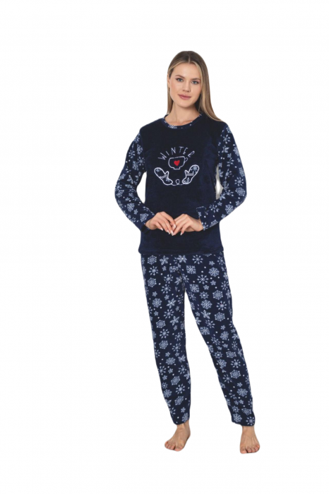 Pijama cocolino dama, imprimeu Craciun stelute winter, bluemarin 308 [3]