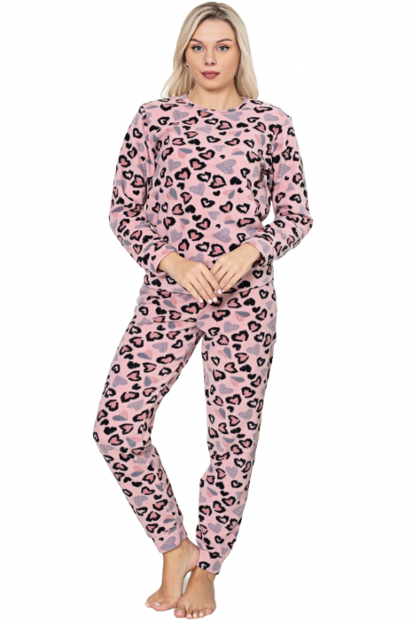 Pijama cocolino dama, imprimeu inimioare, roz, embody.ro [3]