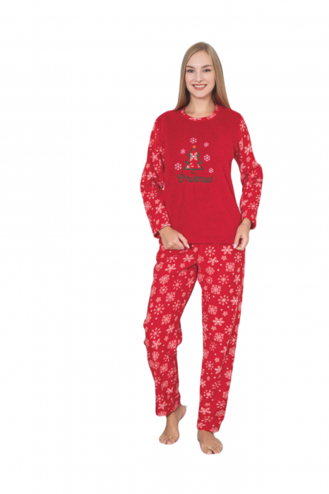 Pijama cocolino dama, imprimeu de craciun. Rosu 306 [3]