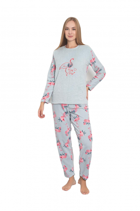 Pijama cocolino dama, imprimeu Flamingo, vernil 320 [3]