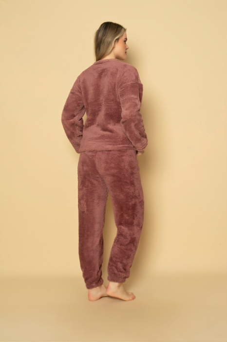 Pijama cocolino dama polar, pufoasa si calduroasa, roz prafuit 434 [2]