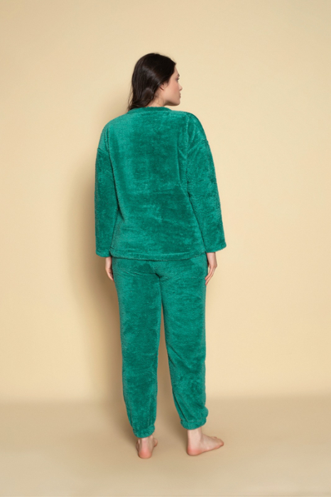 Pijama cocolino dama polar, pufoasa si calduroasa, verde 466 [2]