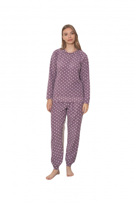 Pijama cocolino dama, soft polar, imprimeu buline, mov 503 [3]