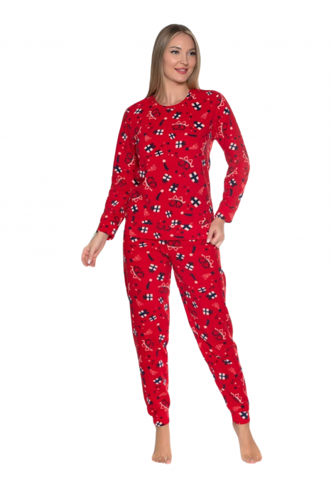 Pijama cocolino dama, soft polar, imprimeu Cadou de Craciun, rosu 513 [3]