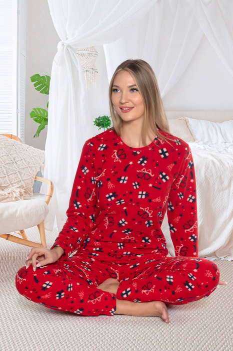 Pijama cocolino dama, soft polar, imprimeu Cadou de Craciun, rosu 513 [2]