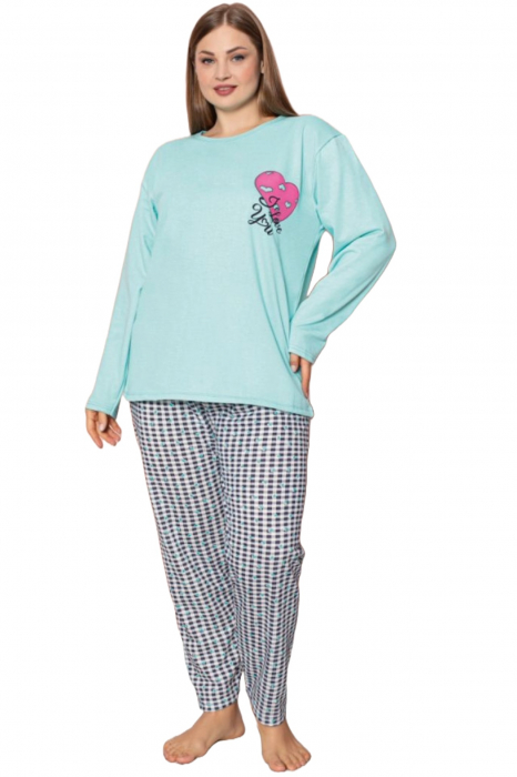 Pijama dama batal marime mare, bumbac vatuit, imprimeu love you, embody.ro [4]