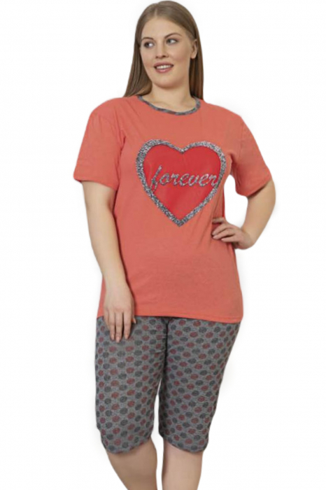 Pijama dama bumbac, batal marime mare, maneci si pantaloni scurti [4]