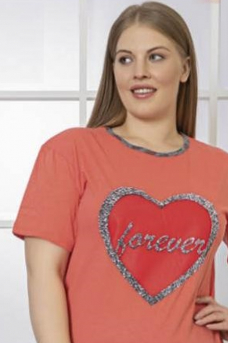 Pijama dama bumbac, batal marime mare, maneci si pantaloni scurti [3]