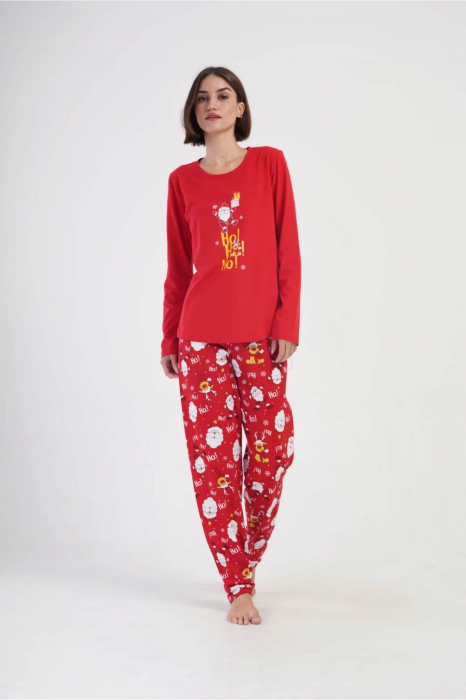 Pijama dama bumbac, confortabila, cu imprimeucool cat, vernil 807, embody.ro [5]