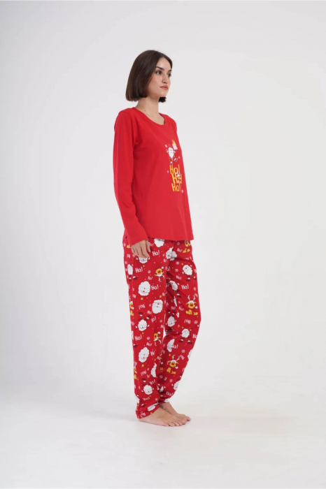 Pijama dama bumbac, confortabila, cu imprimeucool cat, vernil 807, embody.ro [4]