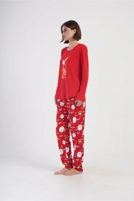 Pijama dama bumbac, confortabila, cu imprimeucool cat, vernil 807, embody.ro [2]