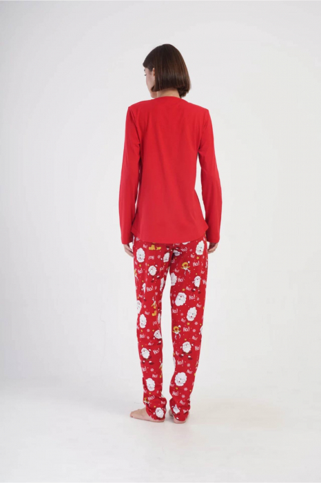 Pijama dama bumbac, confortabila, cu imprimeucool cat, vernil 807, embody.ro [3]